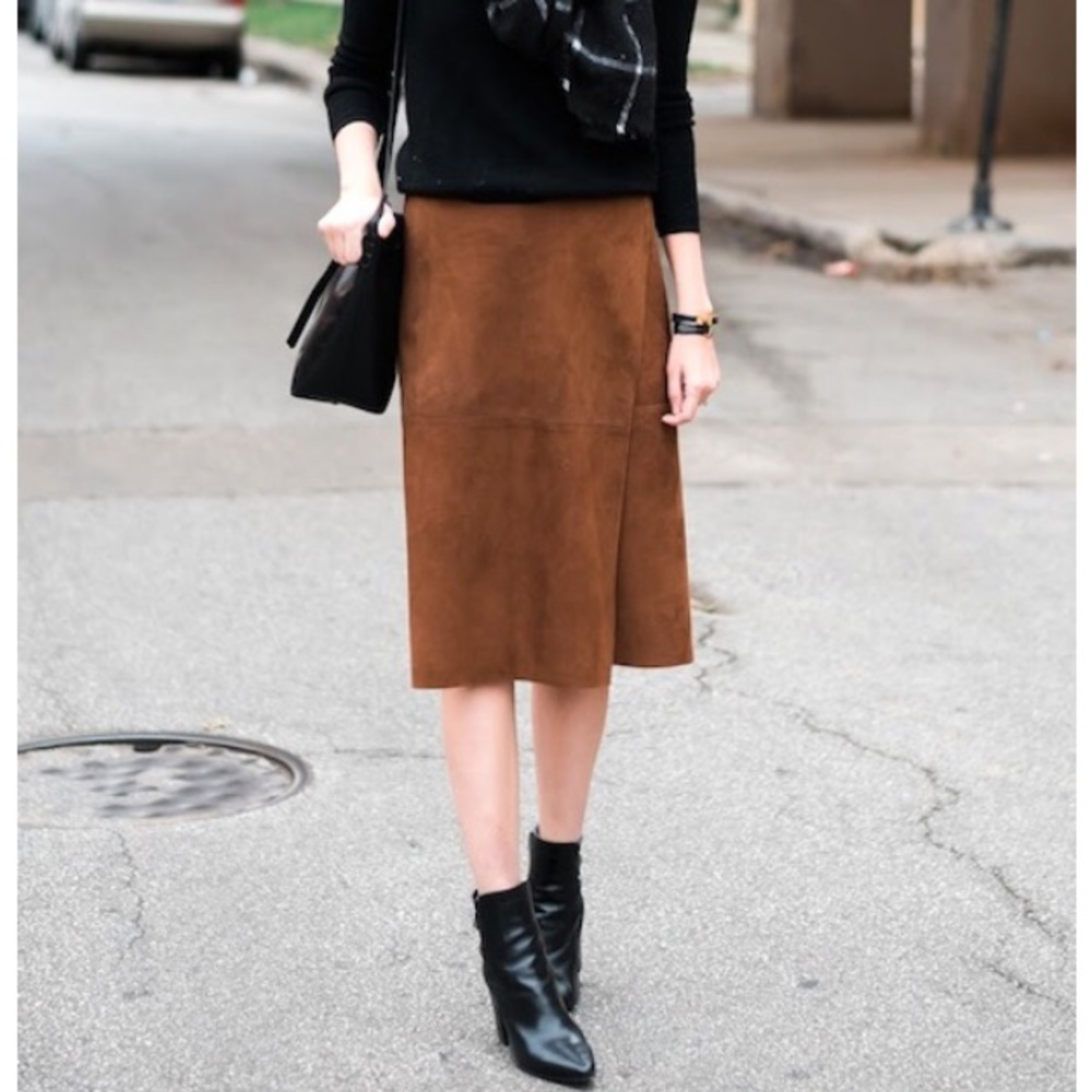 Tibi Suede Wrap Skirt